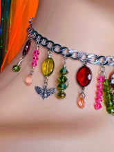 Load image into Gallery viewer, Y2K Swamp Princess Magenta Crystal Charm Necklace
