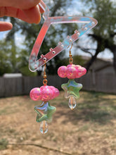 Load image into Gallery viewer, Raining Pink Cloud &amp; Crystal Earrings
