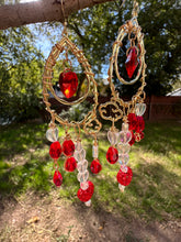 Load image into Gallery viewer, Red Glass Ruby Chandelier Earrings
