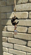 Load image into Gallery viewer, Black Onyx Crescent Purple Agate Druzy Necklace
