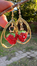 Load image into Gallery viewer, Strawberry Teardrop Crystal Earrings
