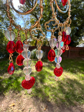 Load image into Gallery viewer, Red Glass Ruby Chandelier Earrings
