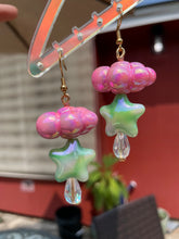 Load image into Gallery viewer, Raining Pink Cloud &amp; Crystal Earrings
