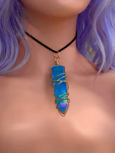 Load image into Gallery viewer, Tidal Lattice – Aqua Aura Quartz Statement Necklace
