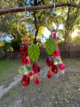 Load image into Gallery viewer, Fairy Ruby, Jade and Crystal Garden Earrings
