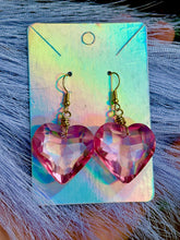 Load image into Gallery viewer, Pink Heart Suncatcher Earrings – Crystal Light Catching Statement Jewelry
