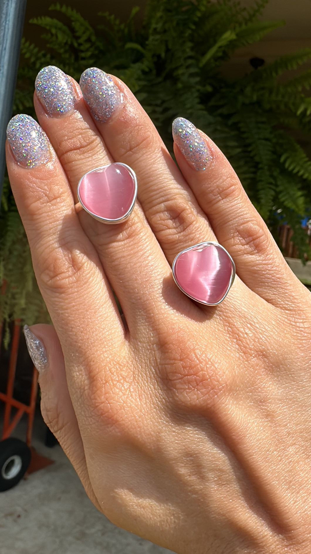 Pink Glass Crystal Adjustable Ring