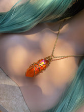 Load image into Gallery viewer, Wire-Wrapped Polished &amp; Cut Orange Terminated Crystal Necklace
