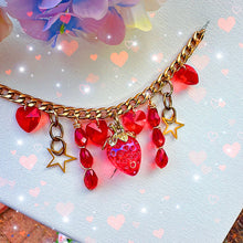 Load image into Gallery viewer, Juicy Red Strawberry Crystal Heart Charm Necklace w/ Stainless Steel
