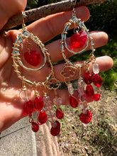 Load image into Gallery viewer, Red Glass Ruby Chandelier Earrings
