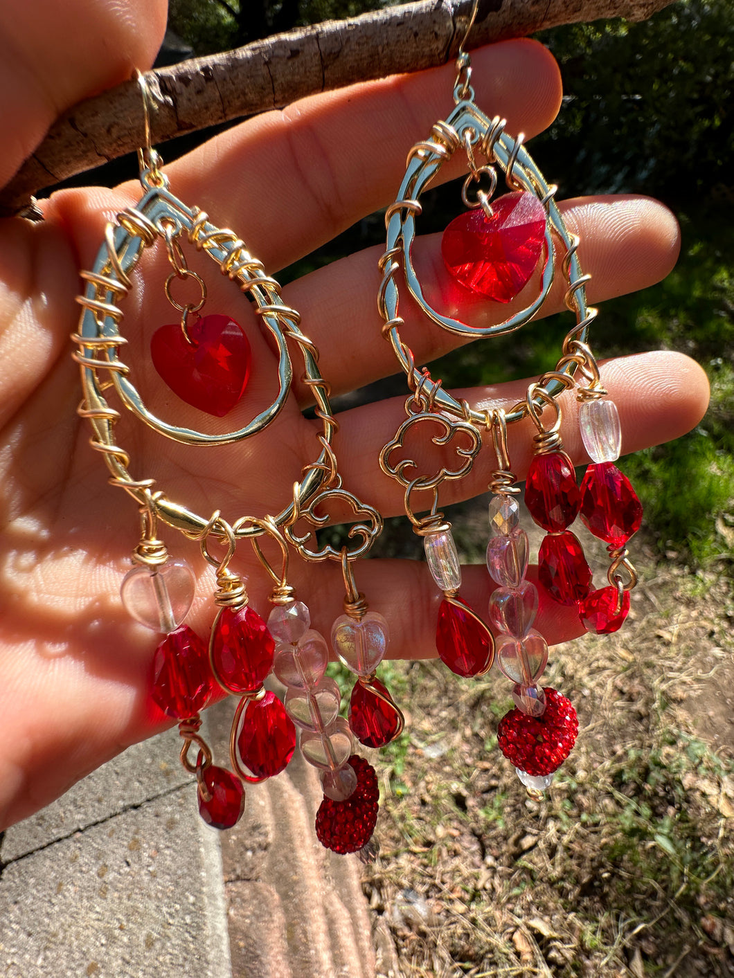 Red Glass Ruby Chandelier Earrings