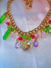 Load image into Gallery viewer, Lime Green Quartz &amp; Crystal Heart Butterfly Choker
