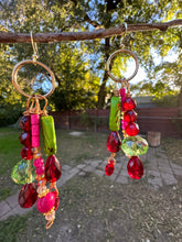 Load image into Gallery viewer, Fairy Ruby, Jade and Crystal Garden Earrings
