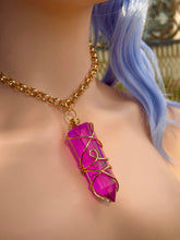 Load image into Gallery viewer, Velvet Vortex – Magenta Celestial Prism Aura Quartz Necklace

