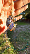 Load image into Gallery viewer, Rainbow Aura Quartz Wire Wrapped Crescent Moon
