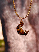 Load image into Gallery viewer, Golden Guardian Moon-Tiger’s Eye Necklace Crisscross Tiny Swirl Wrap
