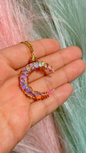 Load image into Gallery viewer, 🌙💫 XOX Rainbow Opal Crescent Moon Pendant Necklace
