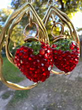 Load image into Gallery viewer, Strawberry Teardrop Crystal Earrings
