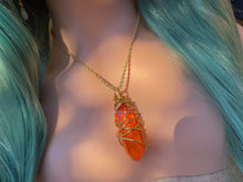 Load image into Gallery viewer, Wire-Wrapped Polished &amp; Cut Orange Terminated Crystal Necklace
