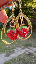 Load image into Gallery viewer, Strawberry Teardrop Crystal Earrings
