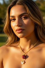 Load image into Gallery viewer, Opal Sweet Guardian – Rhinestone Strawberry &amp; Opal Butterfly Necklace | Wire Wrapped Charm for Transformation &amp; Joy
