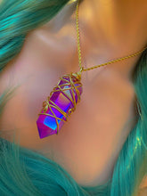 Load image into Gallery viewer, Large Cut &amp; Polished Magenta Aura Quartz Necklace
