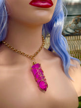 Load image into Gallery viewer, Velvet Vortex – Magenta Celestial Prism Aura Quartz Necklace
