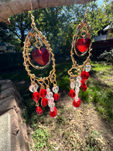 Load image into Gallery viewer, Red Glass Ruby Chandelier Earrings
