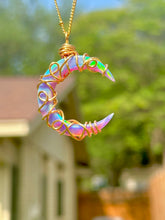 Load image into Gallery viewer, 🌙💫 XOX Rainbow Opal Crescent Moon Pendant Necklace
