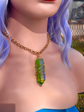 Load image into Gallery viewer, 🌌Verdant Whirl – Celestial Prism Green Aura Quartz Necklace🧚🏻
