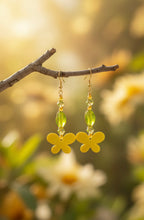 Load image into Gallery viewer, Yellow &amp; Green Hippie Butterfly Crystal Earrings
