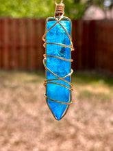 Load image into Gallery viewer, Tidal Lattice – Aqua Aura Quartz Statement Necklace

