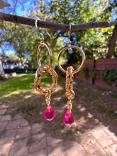 Load image into Gallery viewer, Pink Resin Teardrop Double Hoop Earrings
